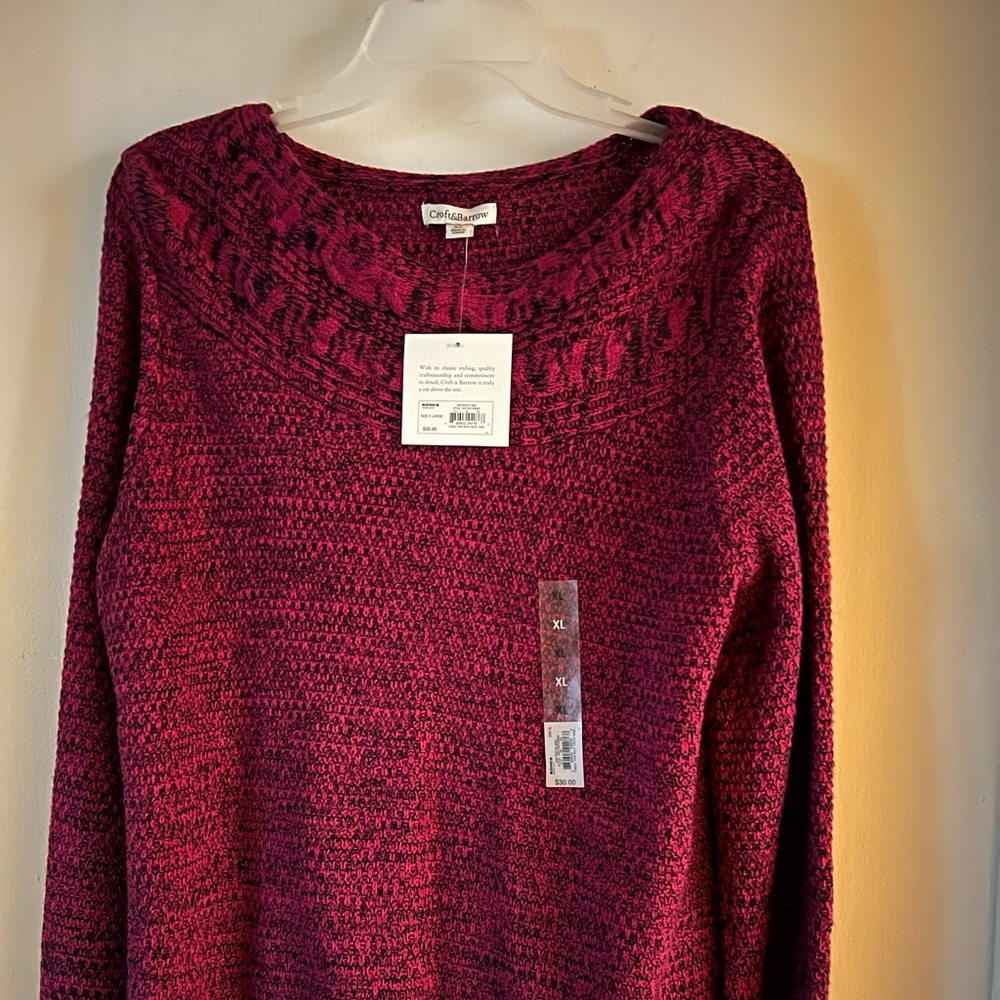 Croft & Barrow cable knit trim boat neck sweater XL NWT